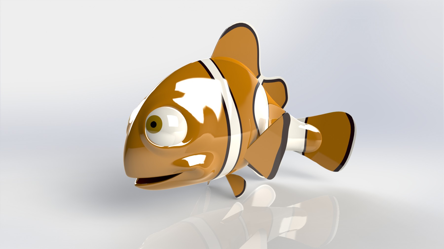 3D модель рыбы выполнена в Solidworks