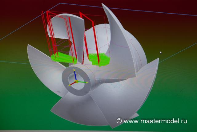 Модель гребного винта готовится к обработке на фрезерном ЧПУ